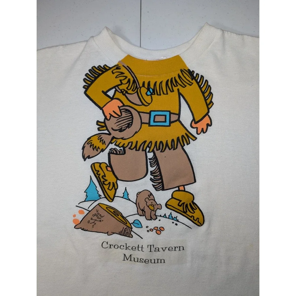 Vintage Davy Crocket Tavern Museum Kids Youth T Shirt Large Head Gear Tennessee - Picture 4 of 11